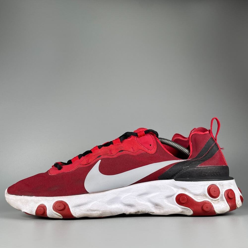 Nike React Element 55 Team Men's Size 13 Red Black Running Sneaker Athletic Shoe